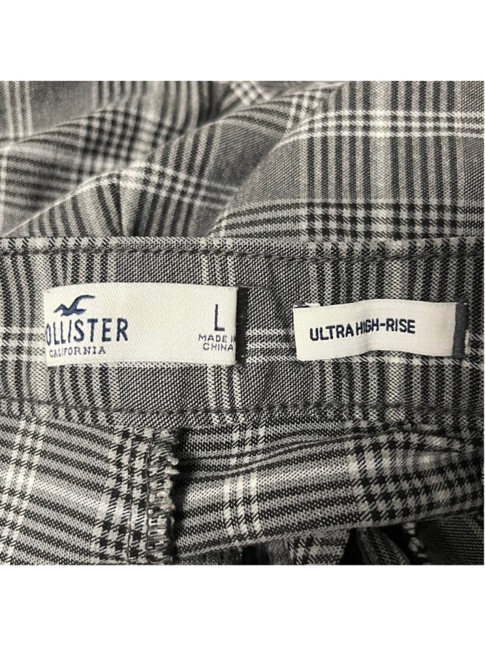 Hollister Gray Plaid Ultra High Rise Stretch Ankle Pants Size Large - Picture 7 of 8